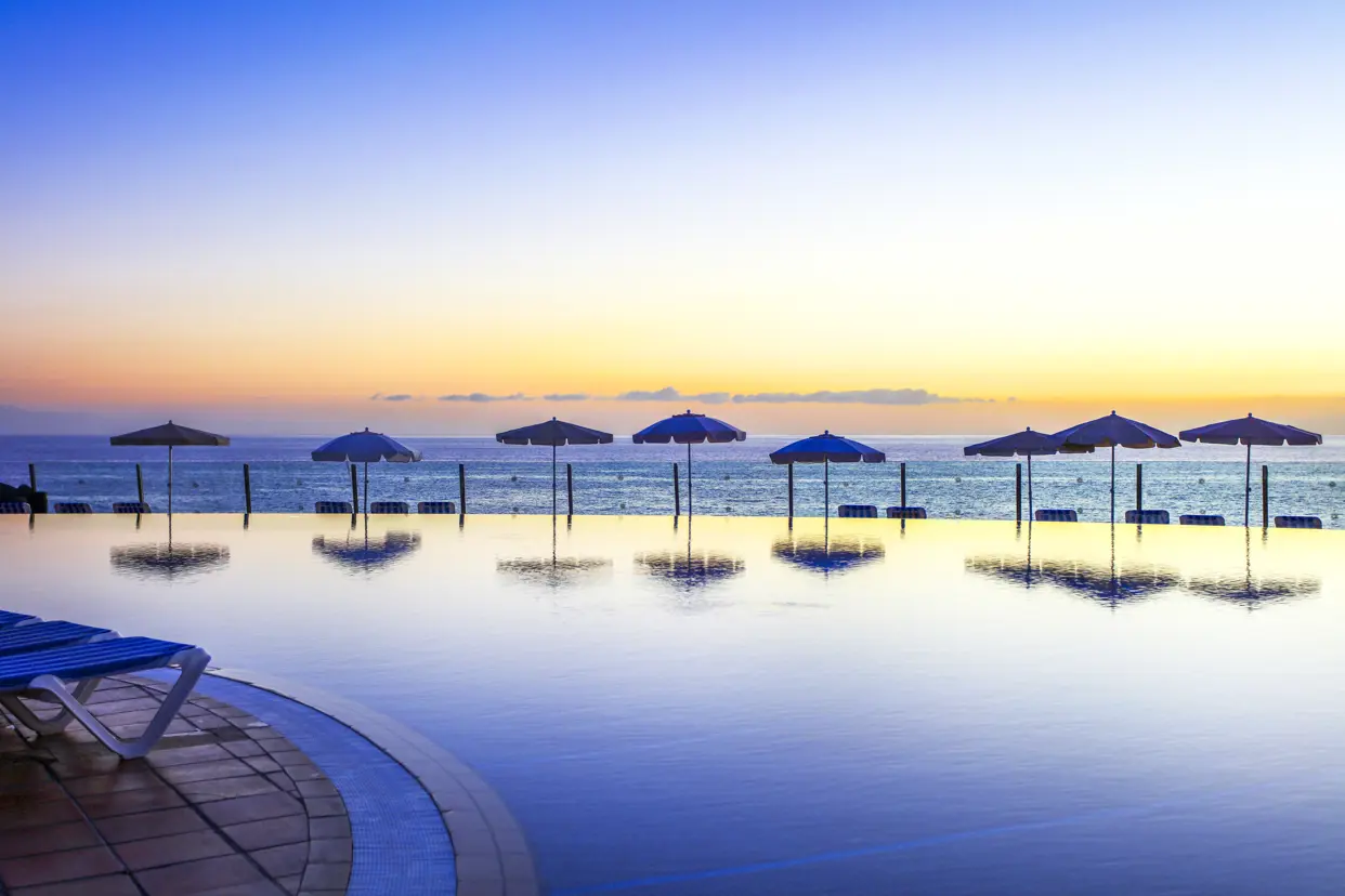 Spain Tenerife Costa Adeje Hotel Bahia Principe Costa Adeje Pool Ocean Night Copy