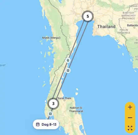 Kort Thailands Metropol