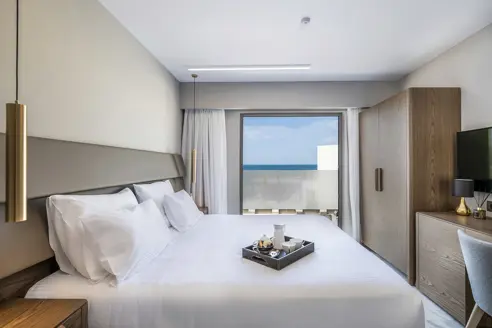 Dobbeltværelse med balkon/terrasse og udsigt til pool/haven