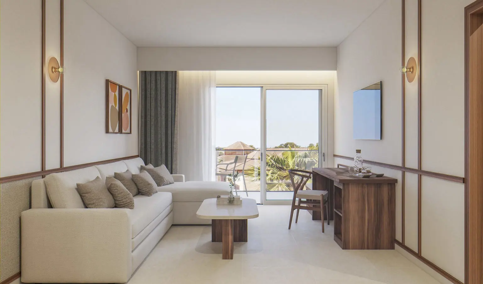2-værelses Suite er med balkon/terrasse og pooludsigt