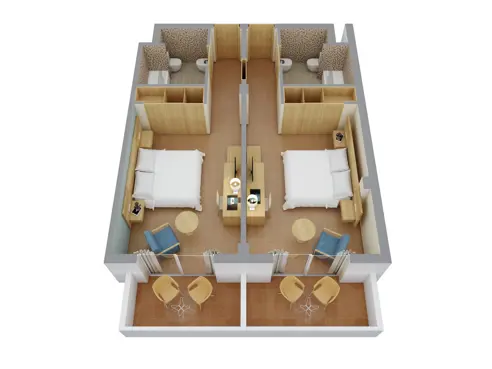Familievær. med connecting door med balkon/terrasse og skrå havudsigt